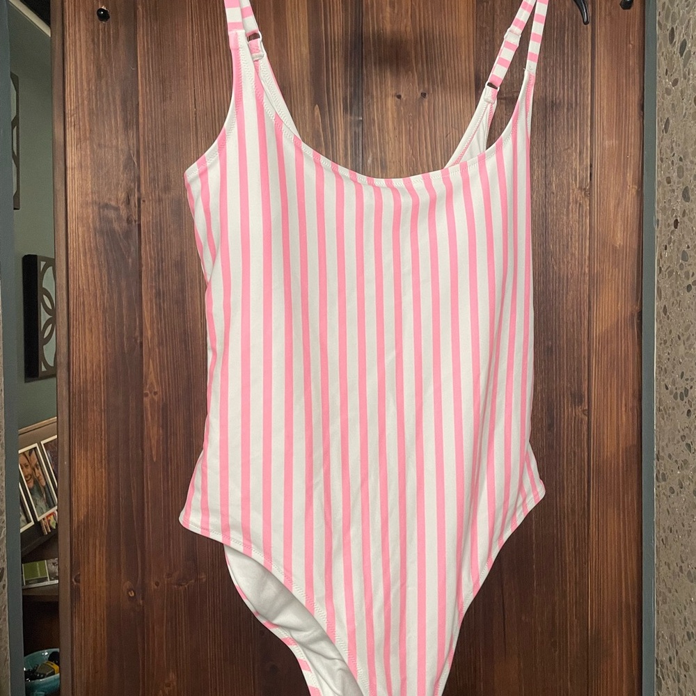 Old Navy Pink and White Striped One-Piece